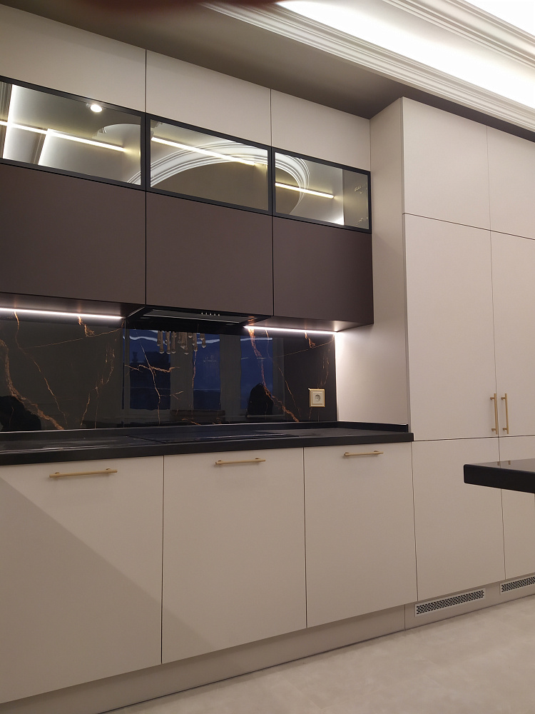 Кухня беж+коричневый