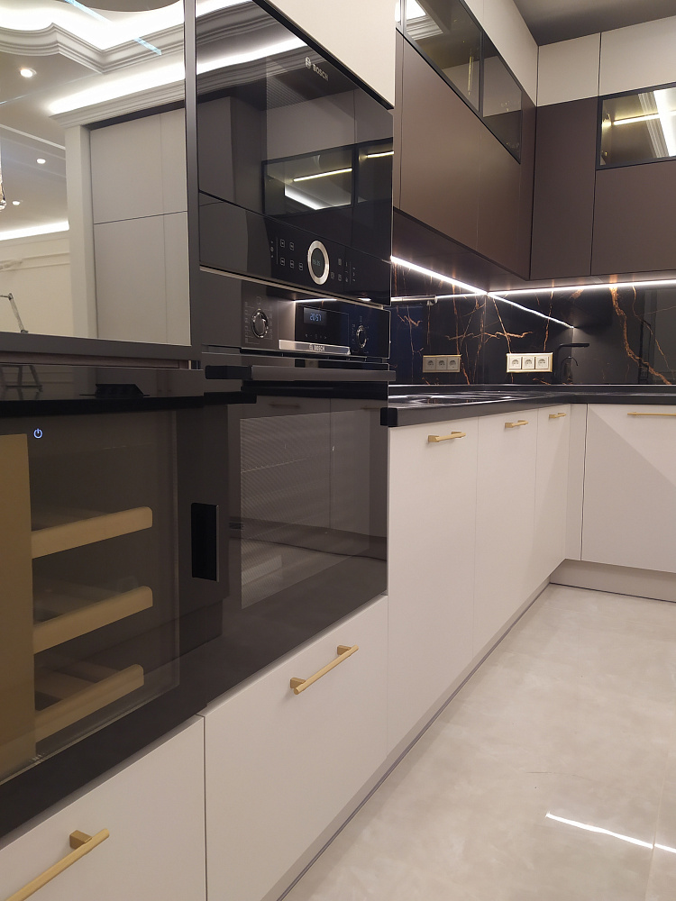 Кухня беж+коричневый