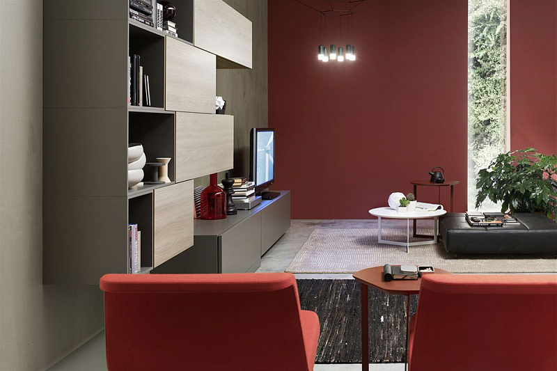 Гостиная фасады мдф Шпон и пластик Феникс №1