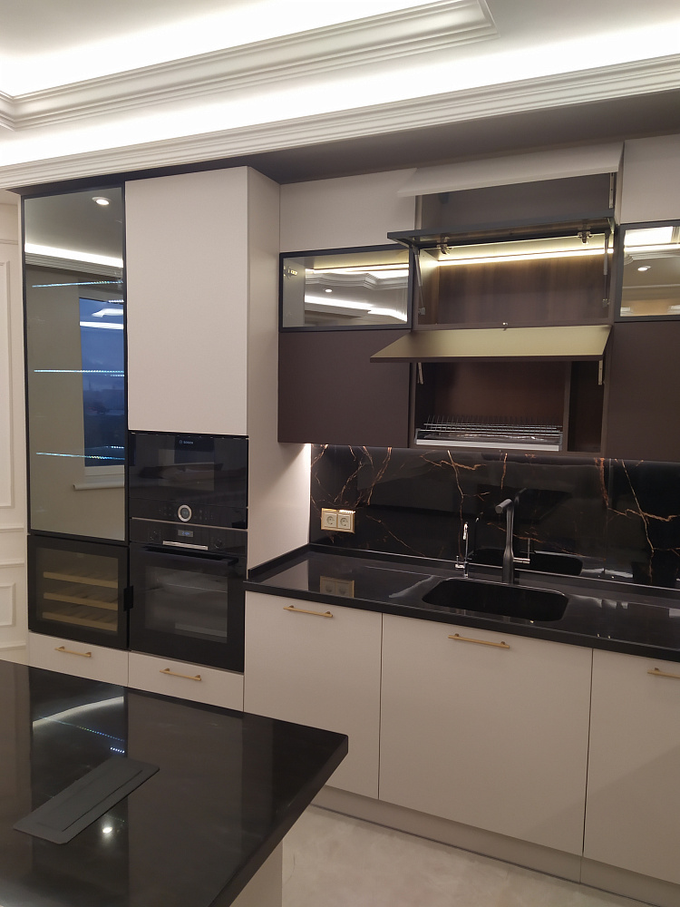 Кухня беж+коричневый