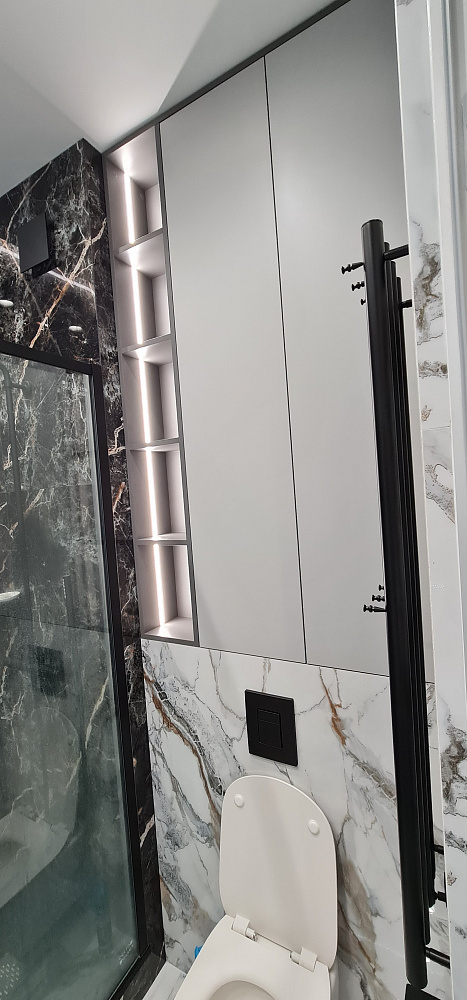 Мебель в ванную комнату серая