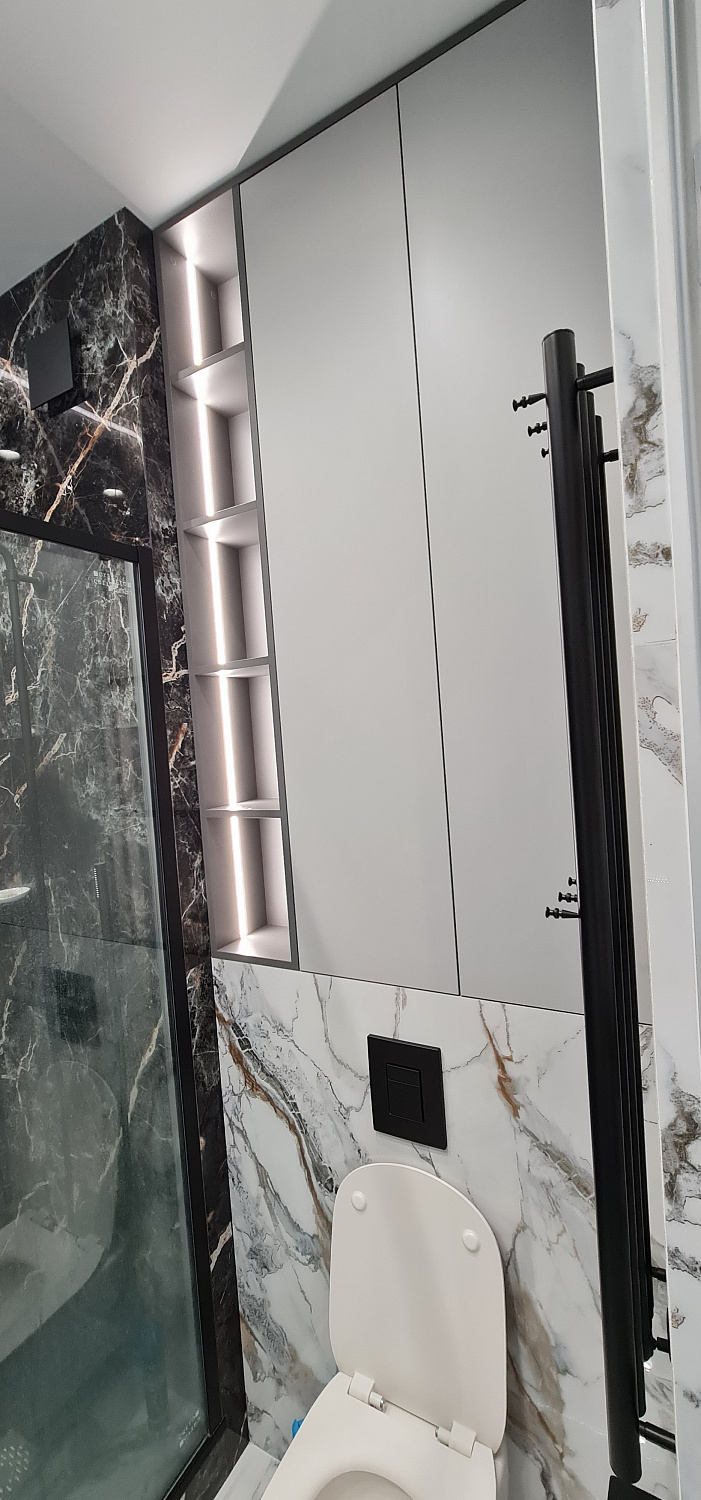 Мебель в ванную комнату серая