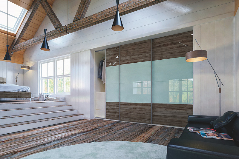 Шкаф купе комбинированный Cleaf/ стекло