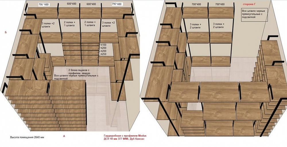 Гардеробная Дуб