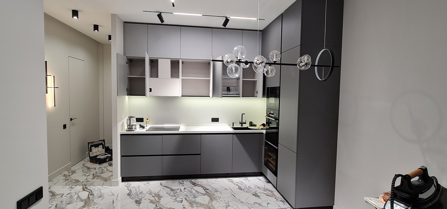 Кухня АГТ серая суперматовый