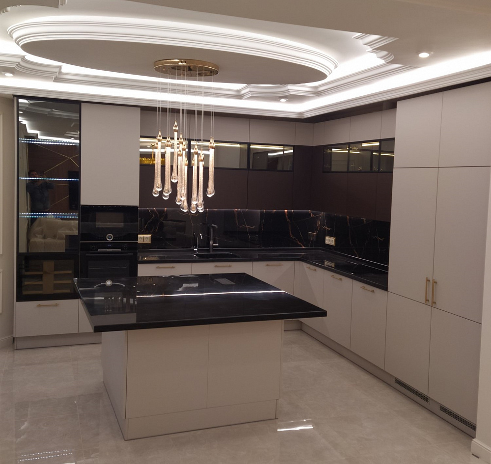 Кухня беж+коричневый