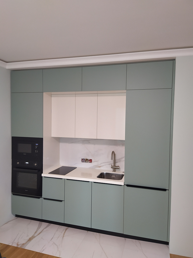 Кухня мятная с подсветкой