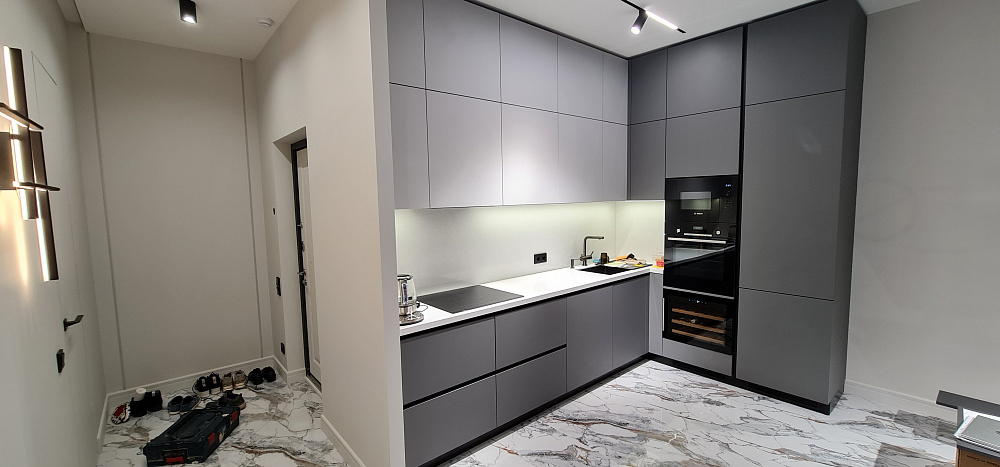 Кухня АГТ серая суперматовый