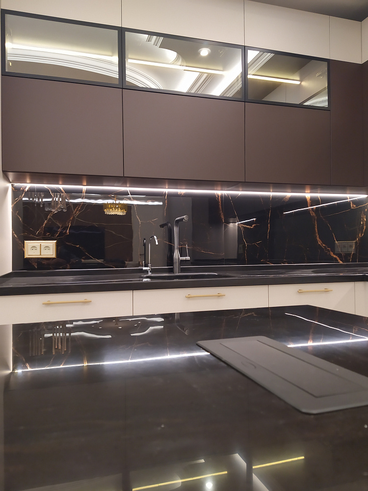 Кухня беж+коричневый