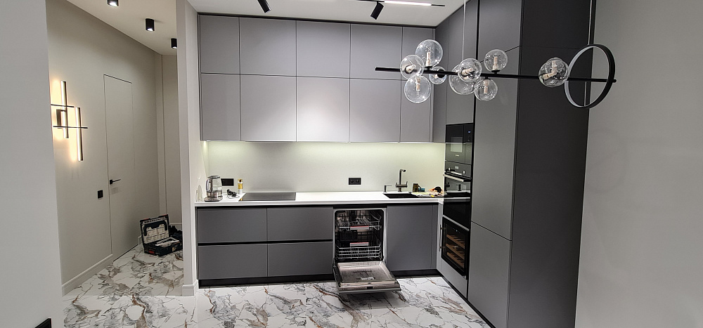 Кухня АГТ серая суперматовый