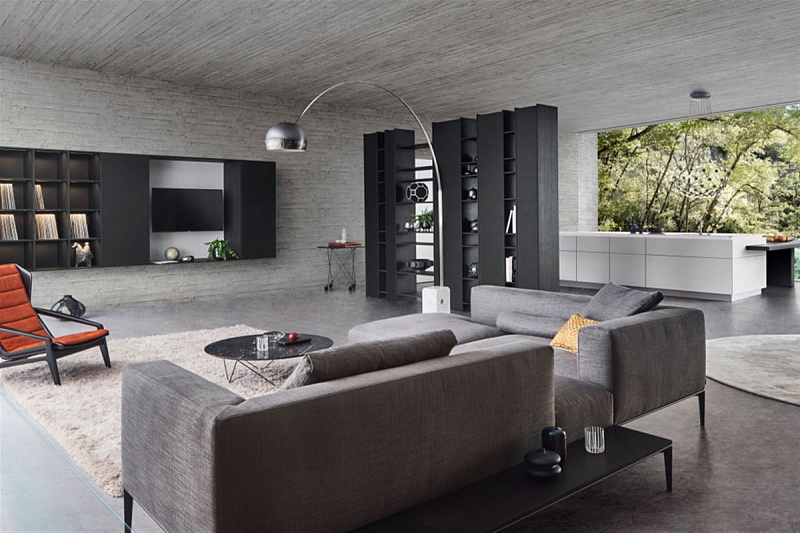 Гостиная фасады комбинированные мдф пластик Alvic и Cleaf