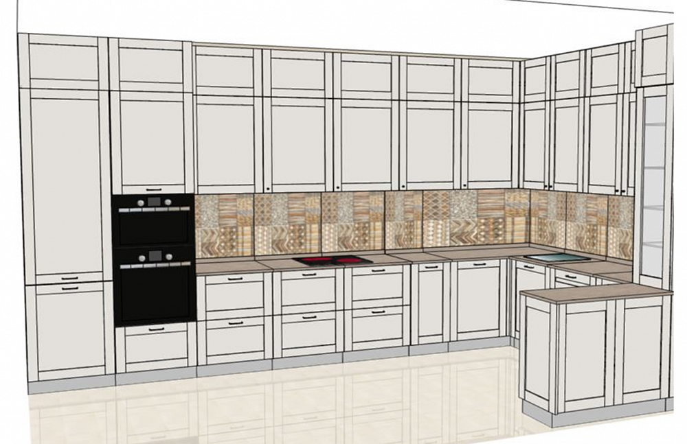 Кухня белая шпон дуба