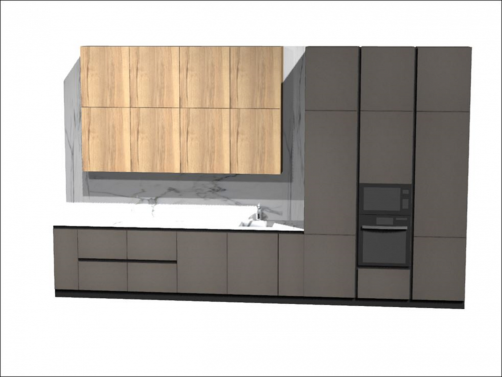 Кухня с островом и шкафом (гардеробной) феникс