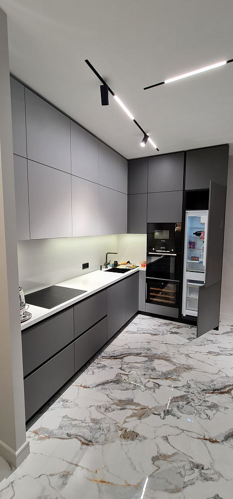 Кухня АГТ серая суперматовый