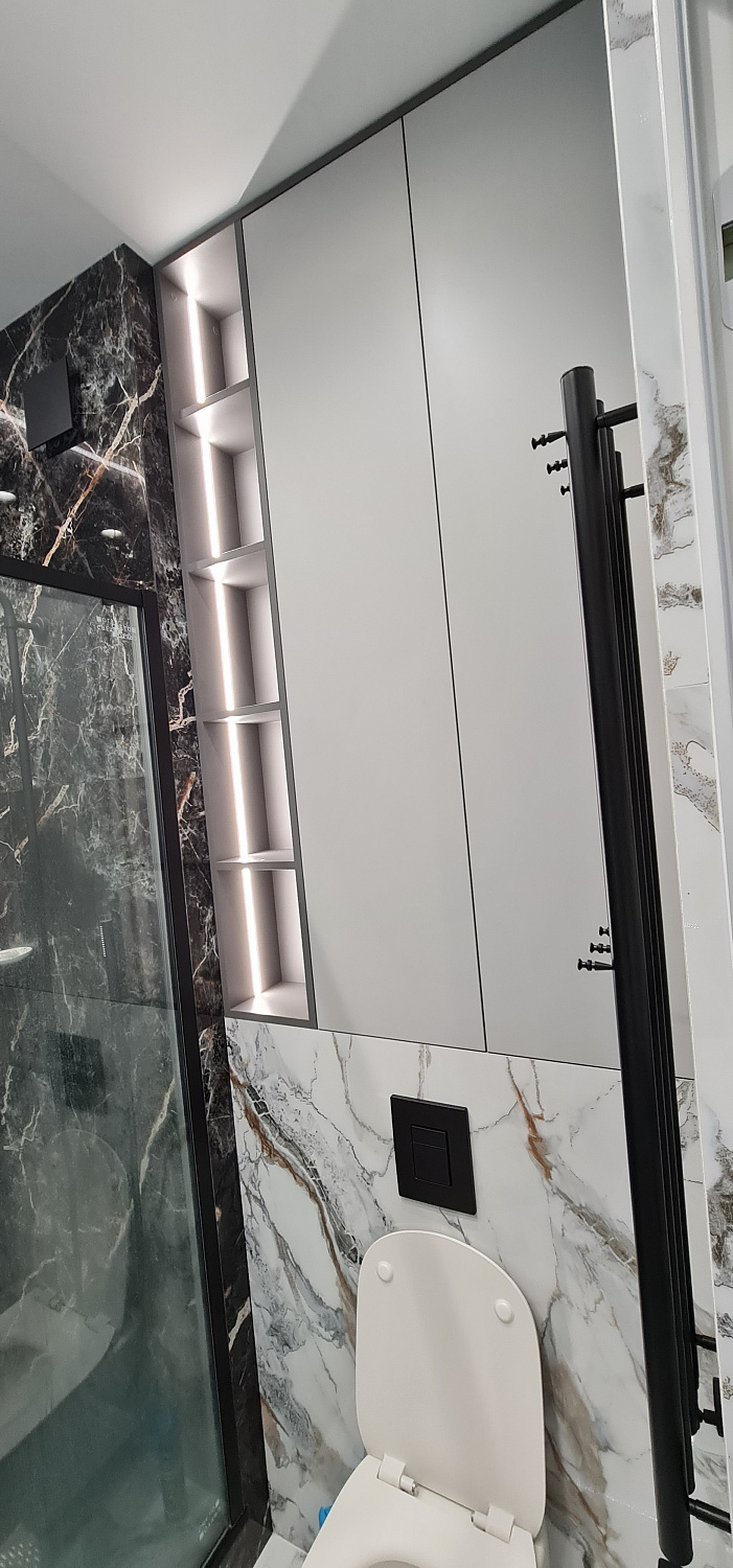 Мебель в ванную комнату серая