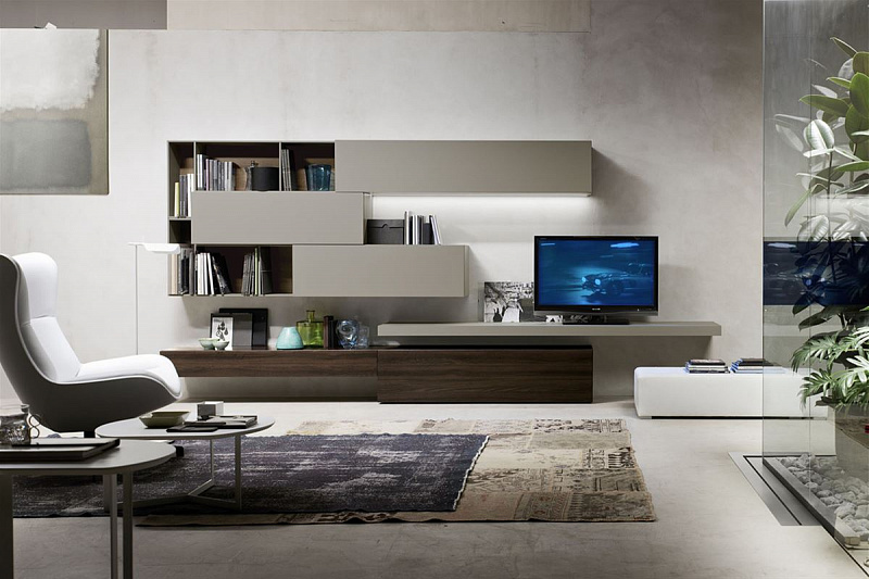 Гостиная фасады мдф Шпон и пластик Феникс №2