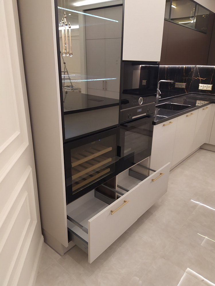 Кухня беж+коричневый