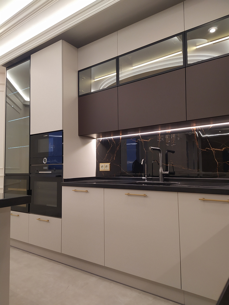 Кухня беж+коричневый